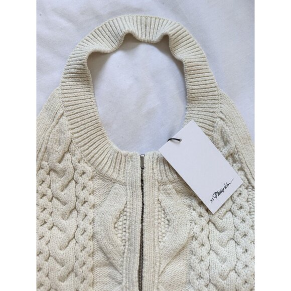 3.1 Phillip Lim Size S Zip Front Cable Knit Sleeveless Top - Picture 8 of 10